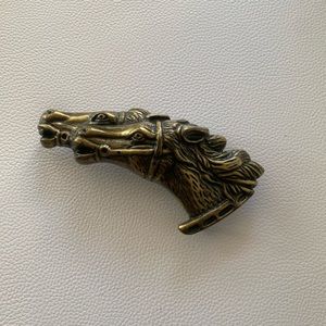 Double horse head, brushed gold, belt buckle